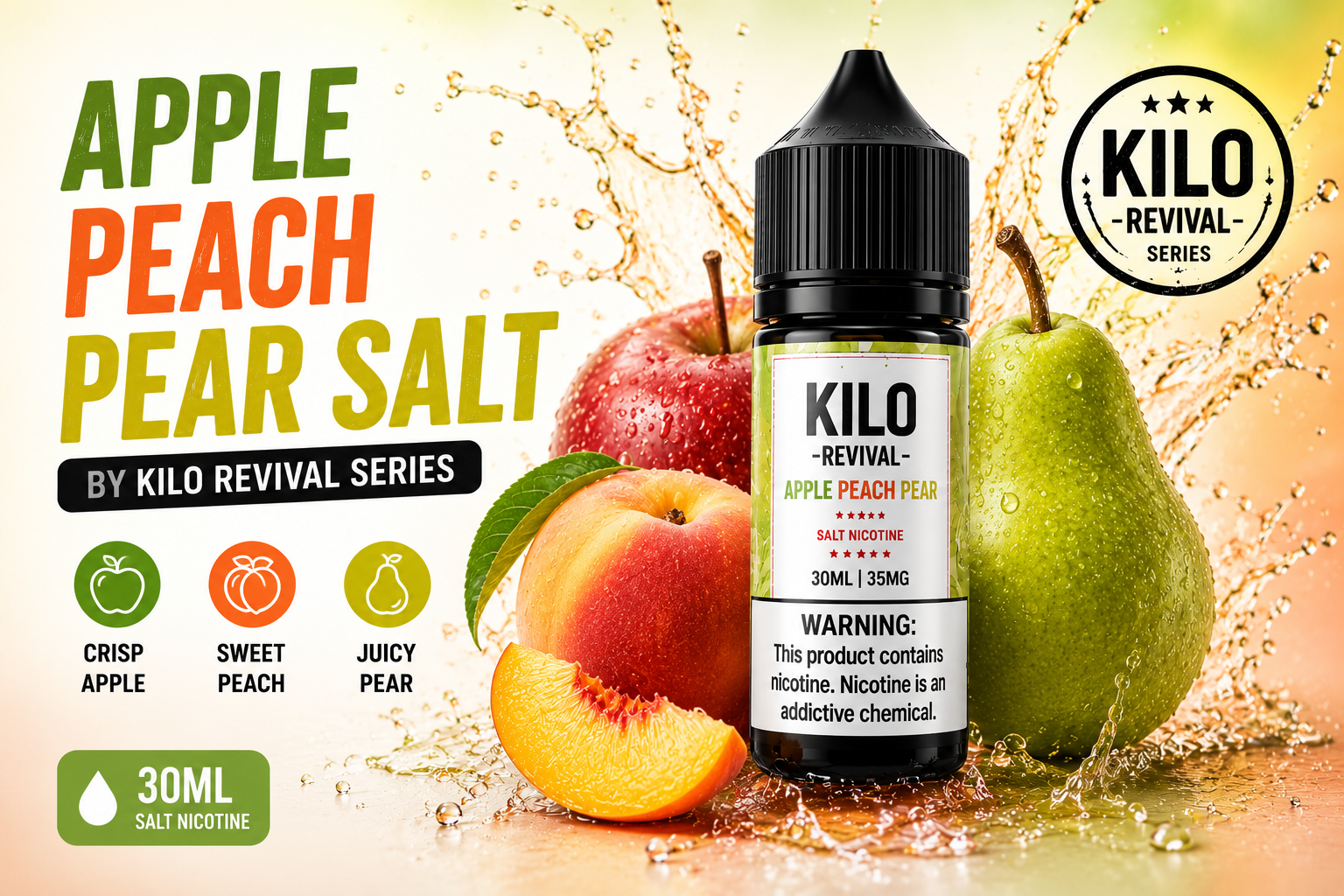 Apple Peach Pear Salt by Kilo Revival Series 30ML Review