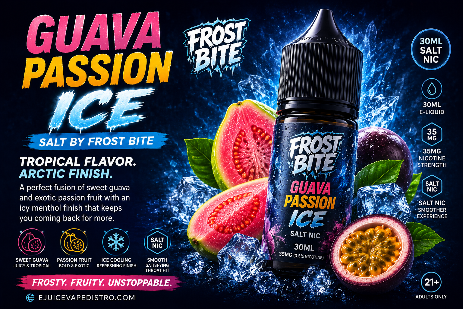 Guava Passion Ice Salt by Frost Bite 30ml Review | Pod System Juice