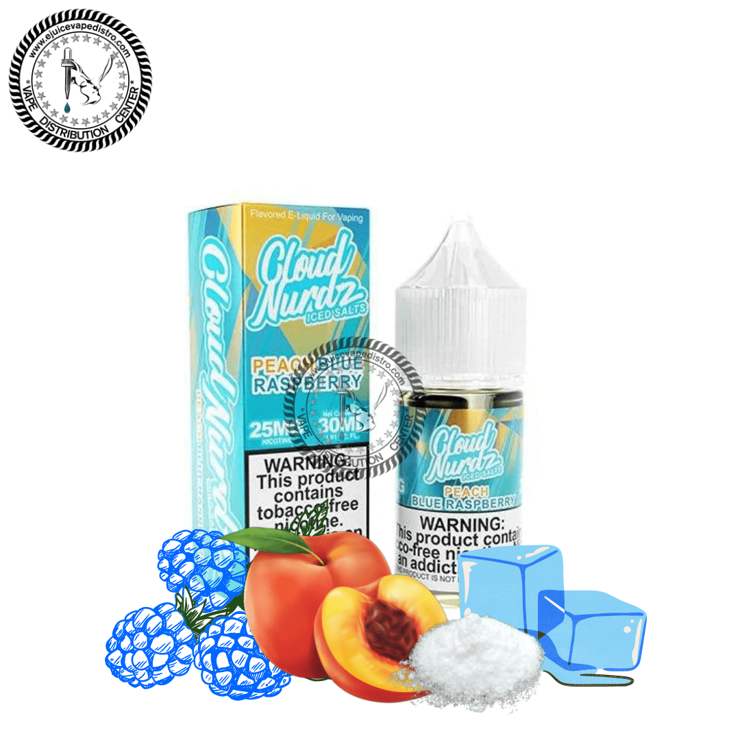 Iced Peach Blue Raspberry Salt by Cloud Nurdz Iced Salt 30ML E-Liquid