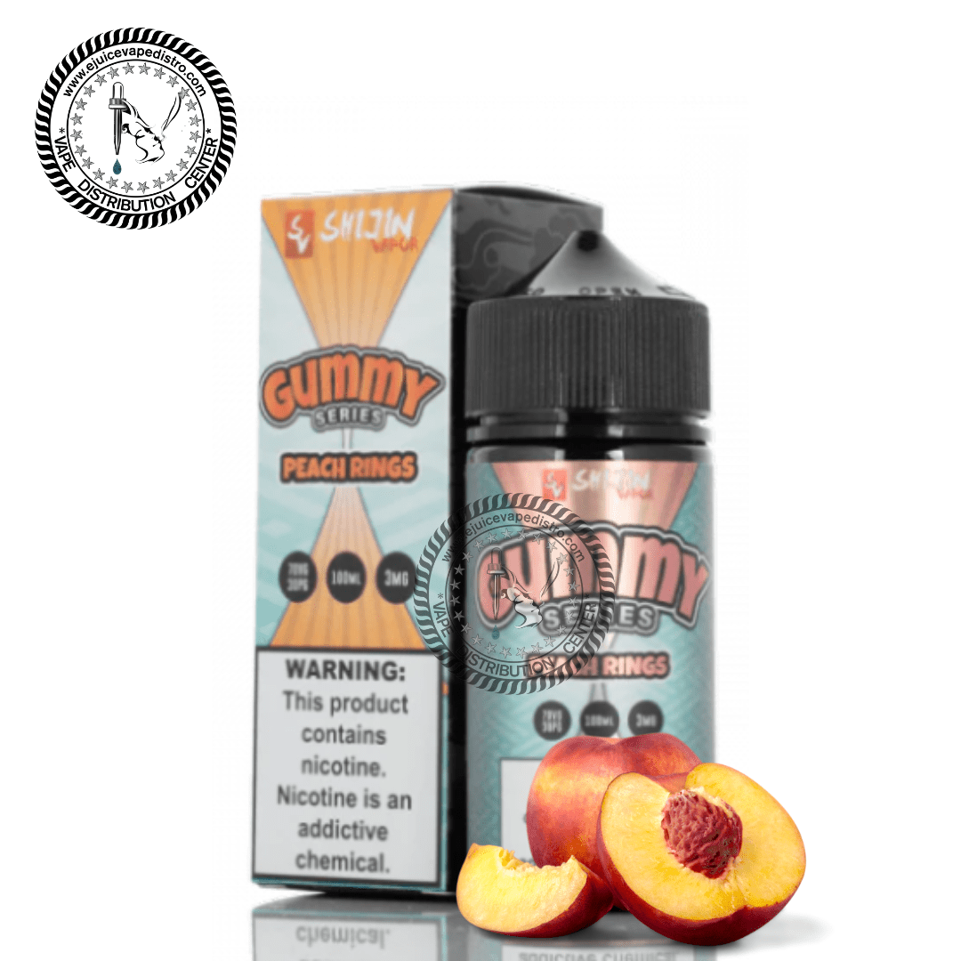 PEACH RINGS GUMMY SERIES BY SHIJIN VAPOR 100ML EJV Distro PEACH RINGS GUMMY SERIES BY SHIJIN VAPOR 100ML EJV Distro