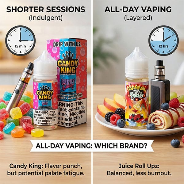 Candy King vs Juice Roll Upz for All-Day Vaping