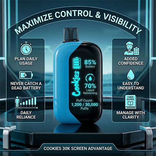 Cookies 30K Vape Screen Display Benefits