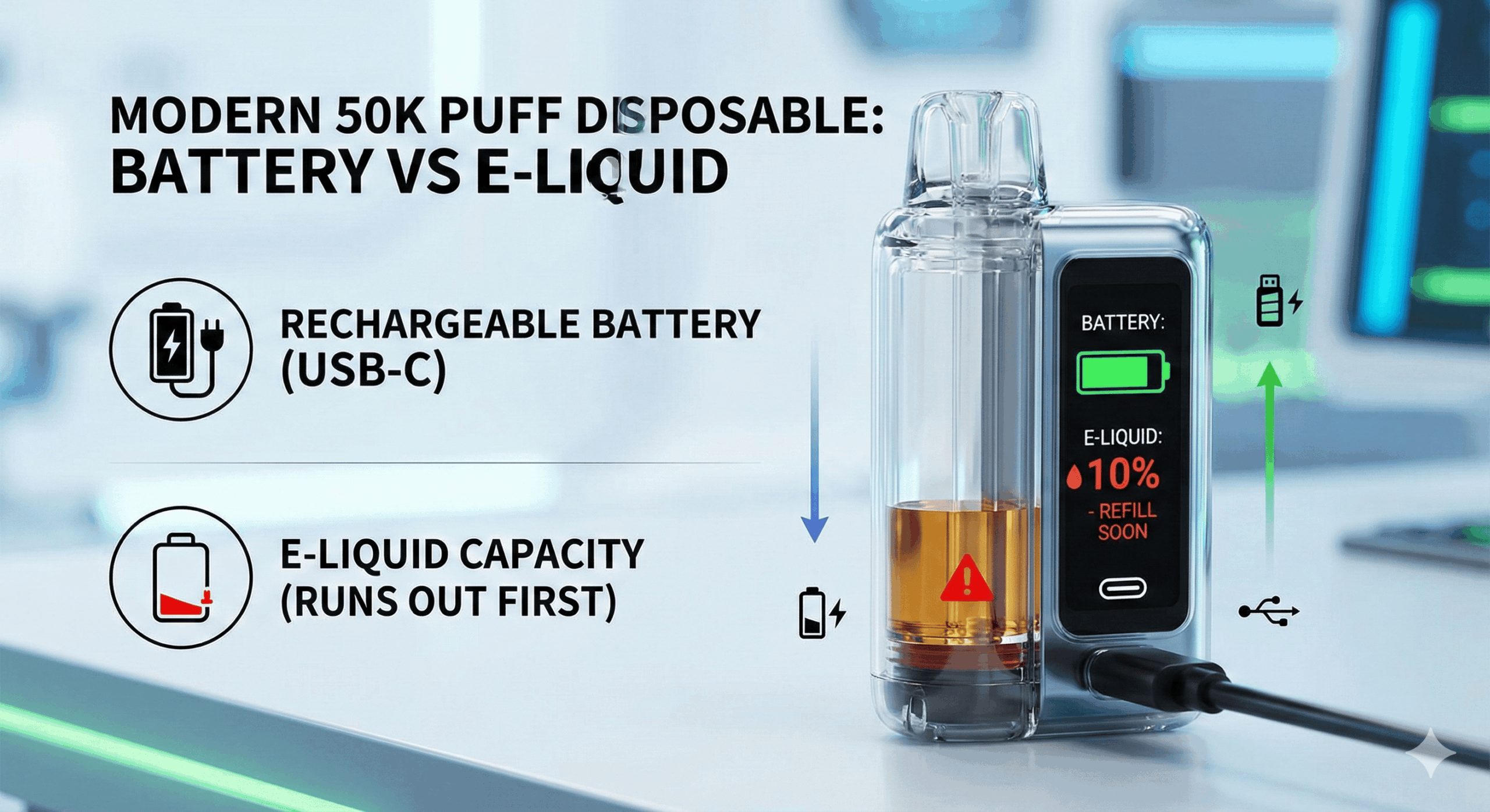50K Puff Disposable Battery Life vs E-Liquid Capacity