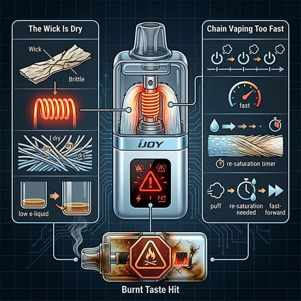 What Causes the iJoy XP 50,000 Burnt Taste