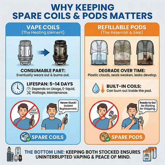 Why Keeping Spare Coils and Pods Matters